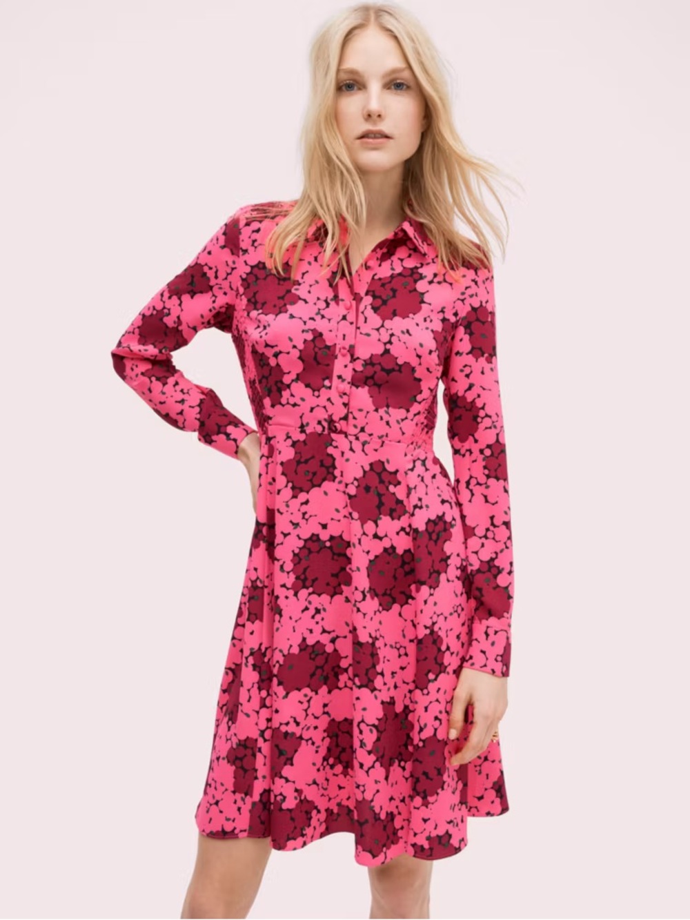 Kate Spade Bubble Dot Smocked Dress Pink Berry Floral Dress 2